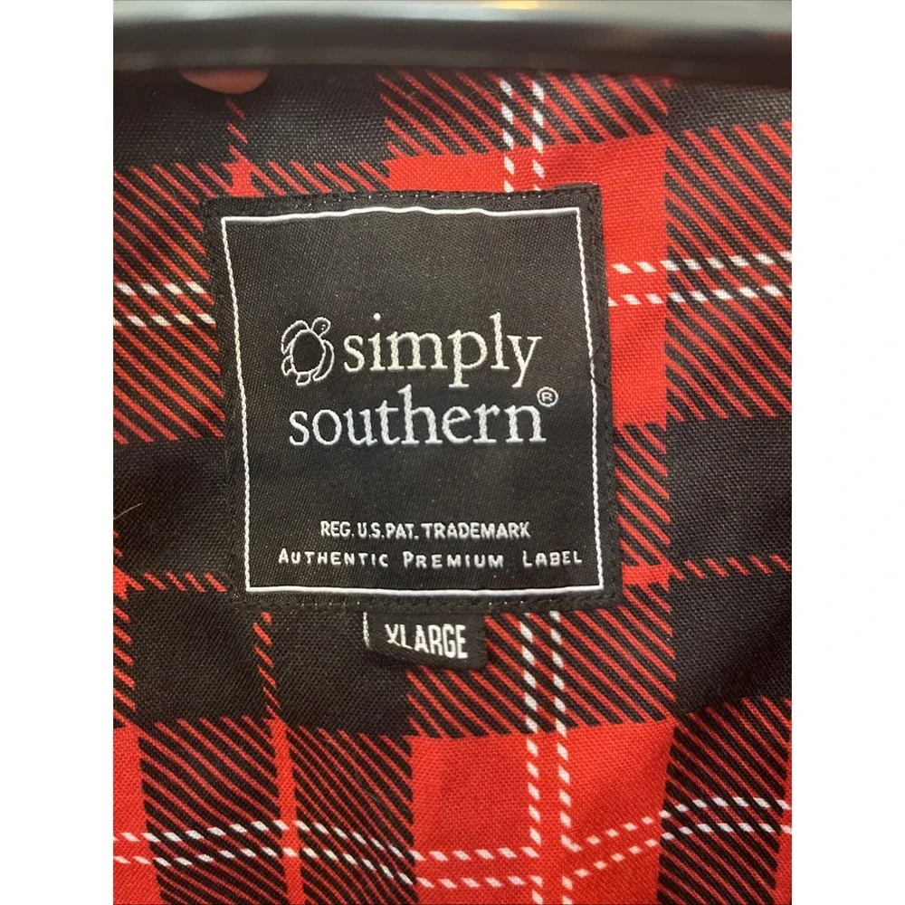 Simply‎ Southern Vest Mens XL Black Red Plaid Sleeveless Preppy Outdoors Casual
